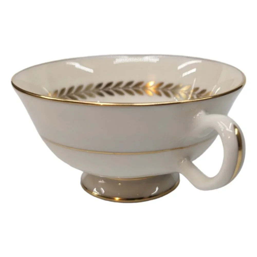 Vtg Lenox Imperial P-338 Tea Cup LOT OF 7 Cream Gold Laurel Trim Footed 6 OZ USA